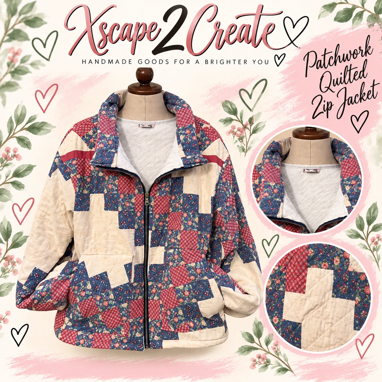 Patchwork Quilted Zip Jacket